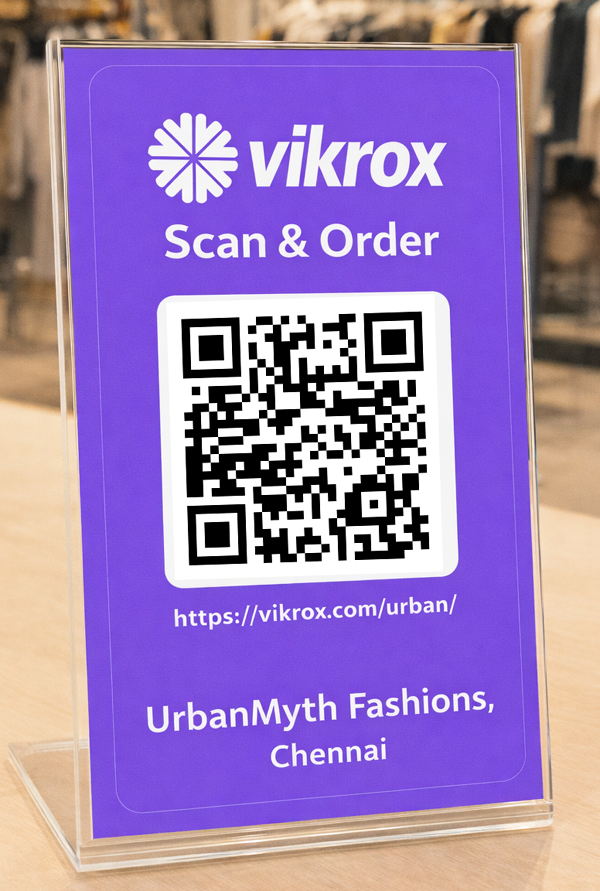Vikrox QR Scan and Order Counter Card